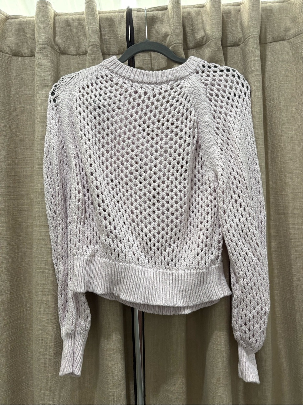 bishop + young Lavender Open-Weave Crewneck Sweater